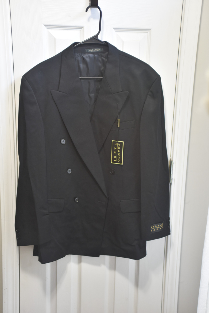Franco Tassi Double Breasted Wool Blazer Black Size 42R LSC093